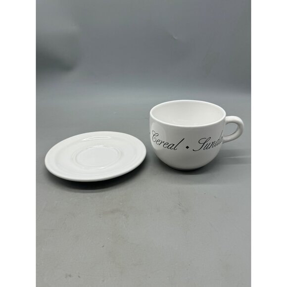 Bencon Hedges Ceramic Cup & Saucer Set With Script made in Chili white READ NEW - Picture 2 of 9
